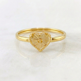 Anillo Corazón Diamantado 0.95 g / T6 3/4 Oro Amarillo 18K