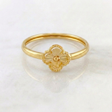 Diamond Cut Clover Ring 1.1 g / T9 1/4 Yellow Gold 18K