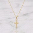 Set Mirror Flower Chain + Plain Cross Pendant / 1gr / 17 3/4 in 18K Yellow Gold