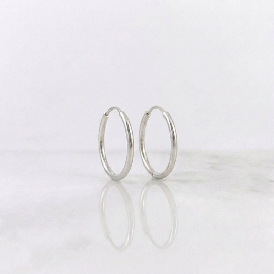 Mini Hoop Earrings Smooth 0.35gr / 9mm White Gold 18K ©
