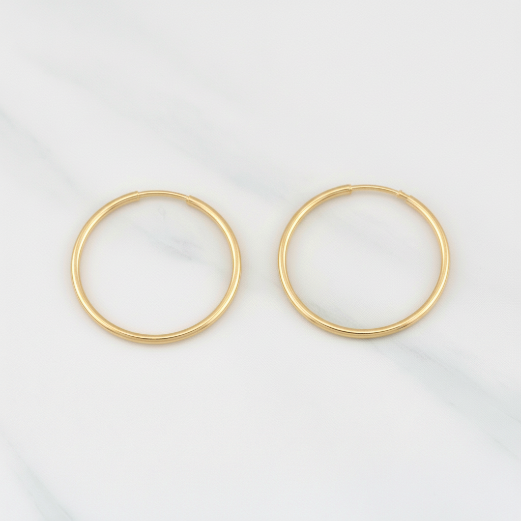 Hoop Earrings Smooth Hoop 1g / 3/4 in 18K Yellow Gold