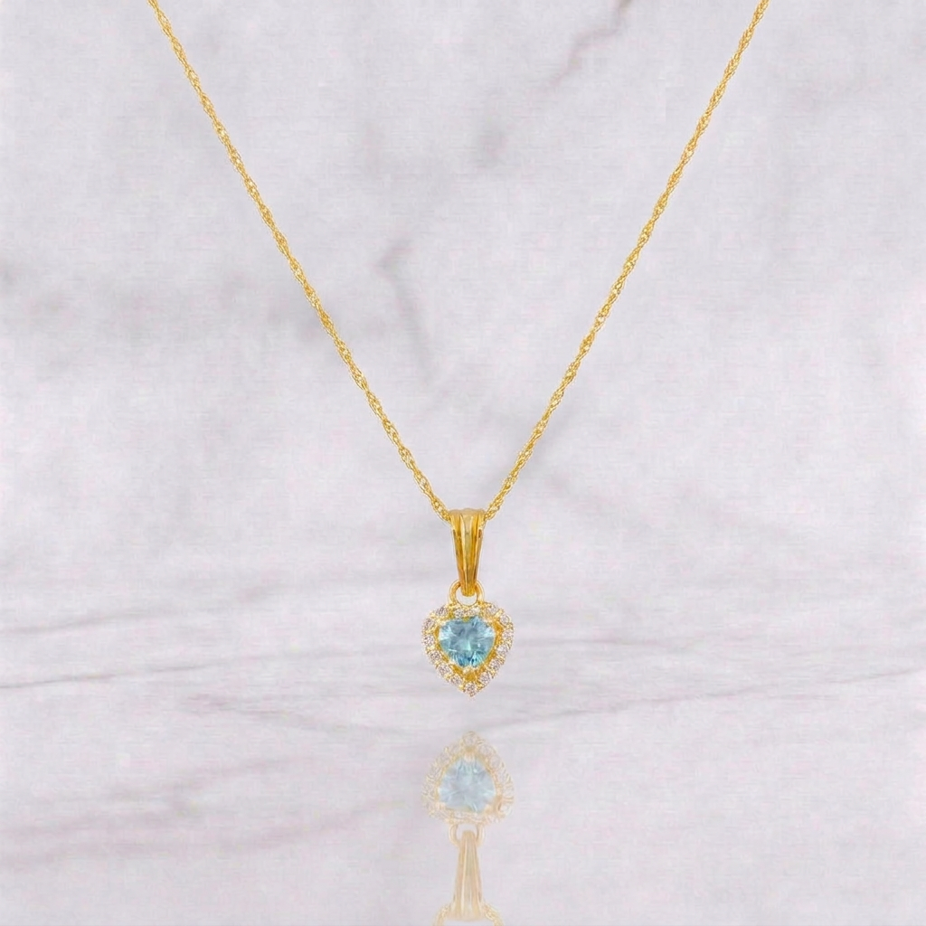 Rope Chain Set + Heart Halo Pendant / 1.85g / 18 in Yellow Gold 18K