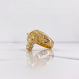 Anillo Caballo Fabricado 24.85gr / T9 1/2 / Circones Blancos Verdes Oro Amarillo $