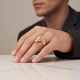 Anillo Caballo Fabricado 24.85gr / T9 1/2 / Circones Blancos Verdes Oro Amarillo $