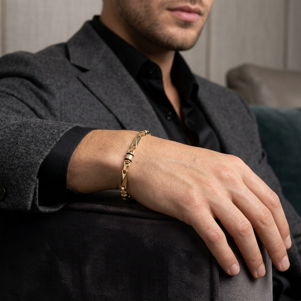Bracelet Rustic Barrel Relief 5.05g / 8 3/4 in / 4mm Yellow Gold 18K