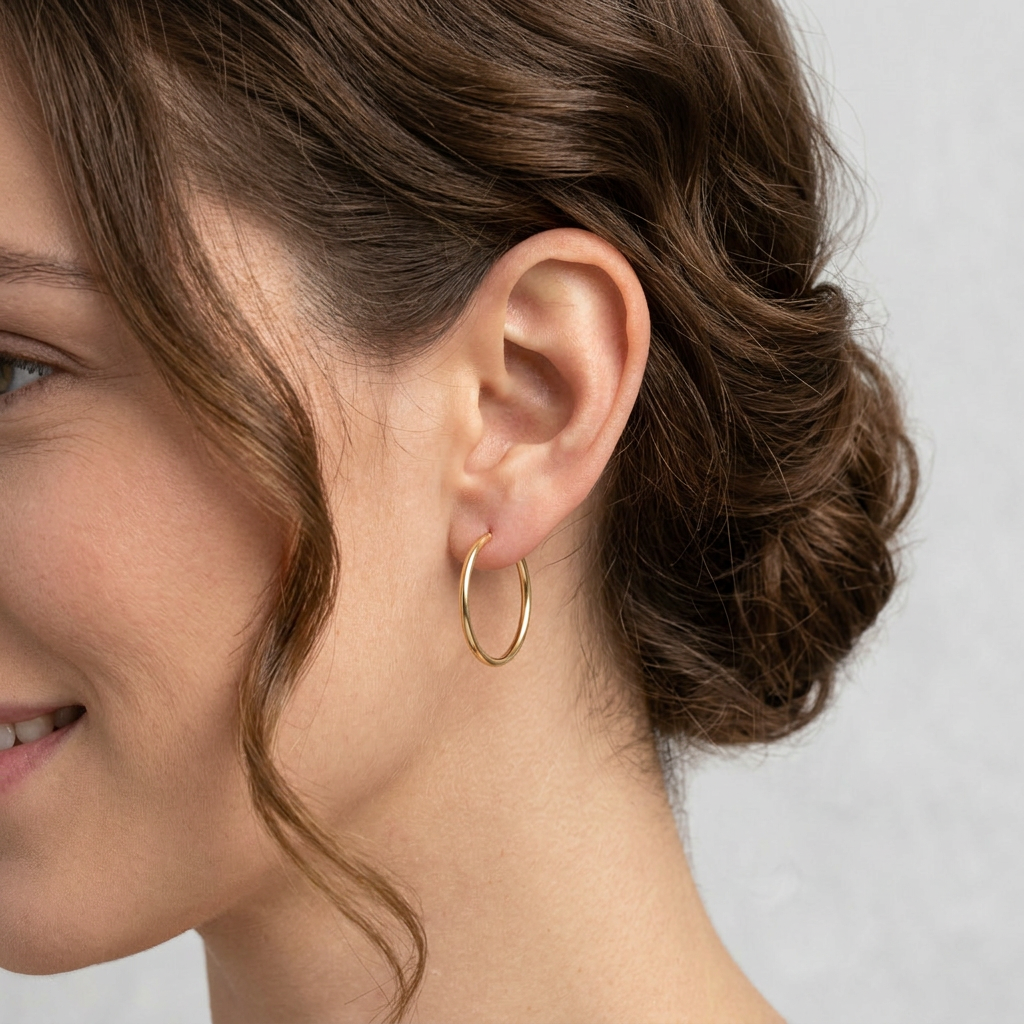 Hoop Earrings Smooth Hoop 1g / 3/4 in 18K Yellow Gold