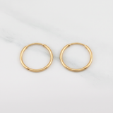 Hoop Earrings Smooth Hoop 0.7g / 1/2 in Yellow Gold 18K