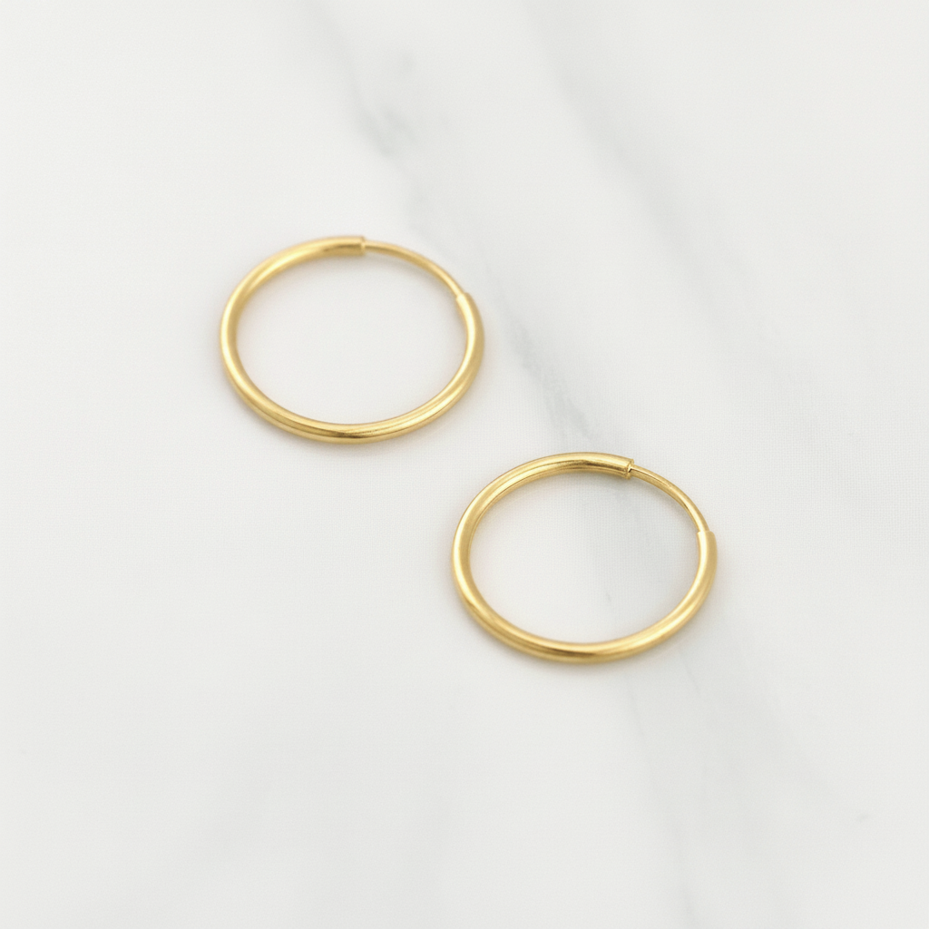 Hoop Earrings Smooth Hoop 0.65g / 1/2 in 18K Yellow Gold