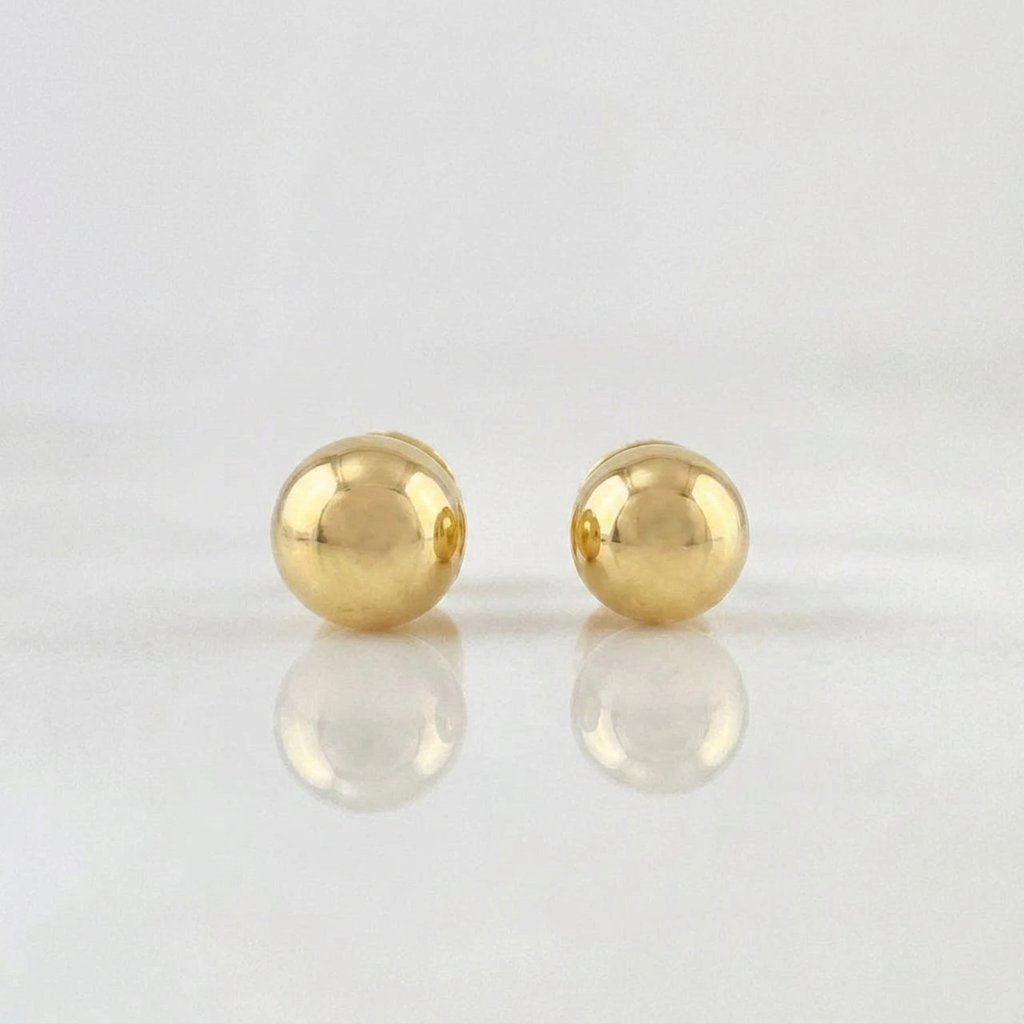 Stud Earrings Bead Plain 0.75 g / in / 5 mm Yellow Gold 18K