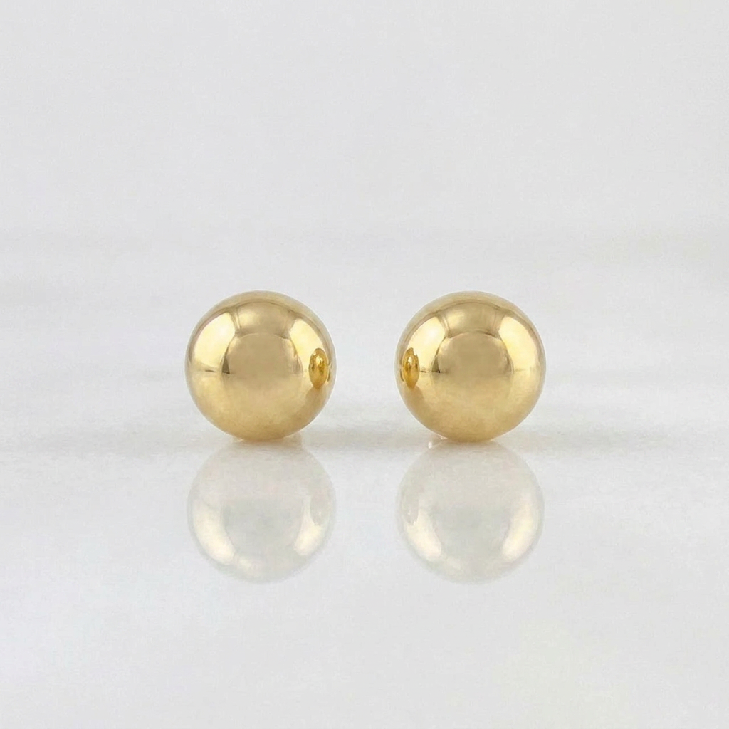 Plain Bead Stud Earrings 0.65 g / in / 5 mm Yellow Gold 18K