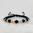 Black Woven Bracelet Plain Beads 8 Pcs / 5Mm 18K Rose Gold