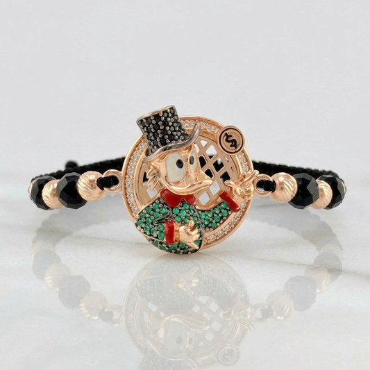 Pulsera Tejida Pato Millonario Oro Rosa 18K