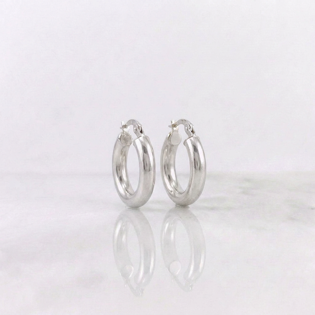 Hoop Earrings Jass Plain 2gr / 3/4 in / White Gold 18K
