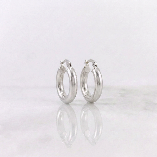 Hoop Earrings Jass Plain 1.95gr / 3/4 in / White Gold 18K *