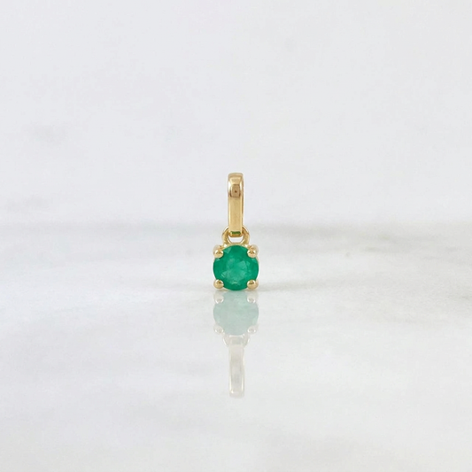 Pendant Circle 0.7gr / 1cm / Emerald 35pts Yellow Gold 18K (Jewel)