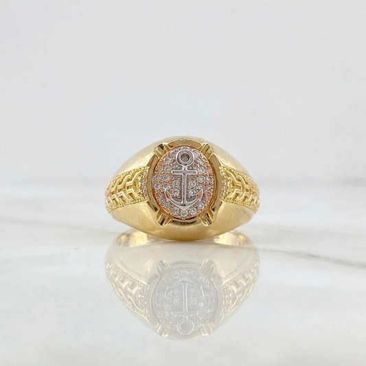 Anchor Ring 7.85gr / 10 / White Zircons Three Golds $
