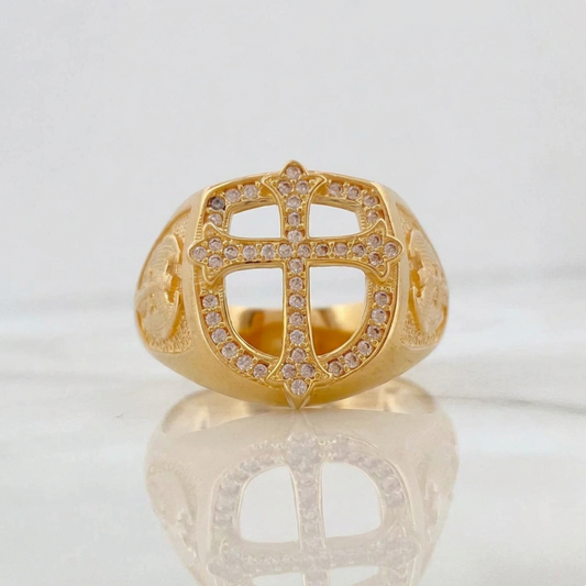 Anillo Escudo Cruz 7.75g / T9 3/4 Oro Amarillo 18K