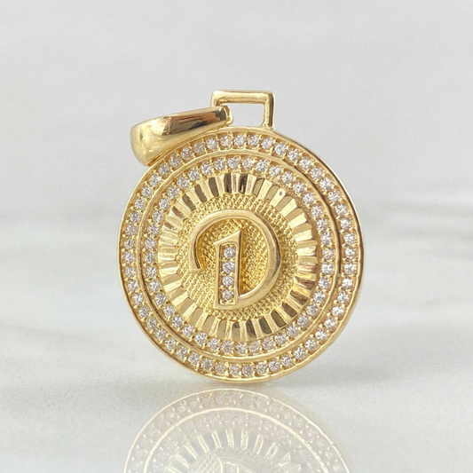 Dije Medalla Letra D 4.55g / 1 1/4 in Oro Amarillo 18K