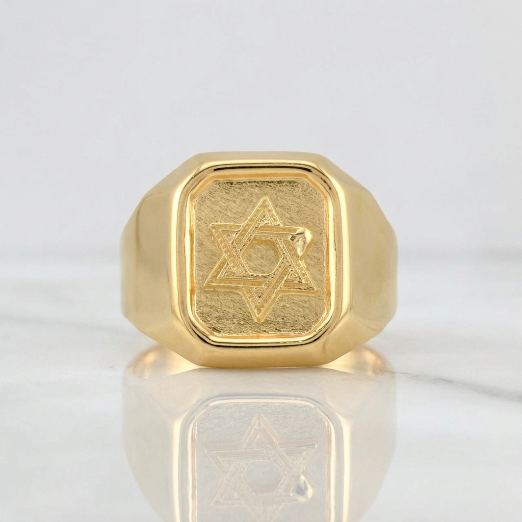 Anillo Estrella de David 3.25g / T8,5 Oro Amarillo 18K