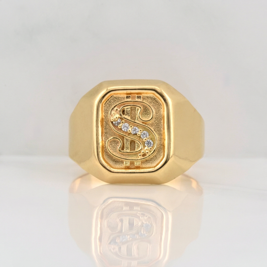Anillo Signo Dolar 3.85g / T10.25 Oro Amarillo 18K