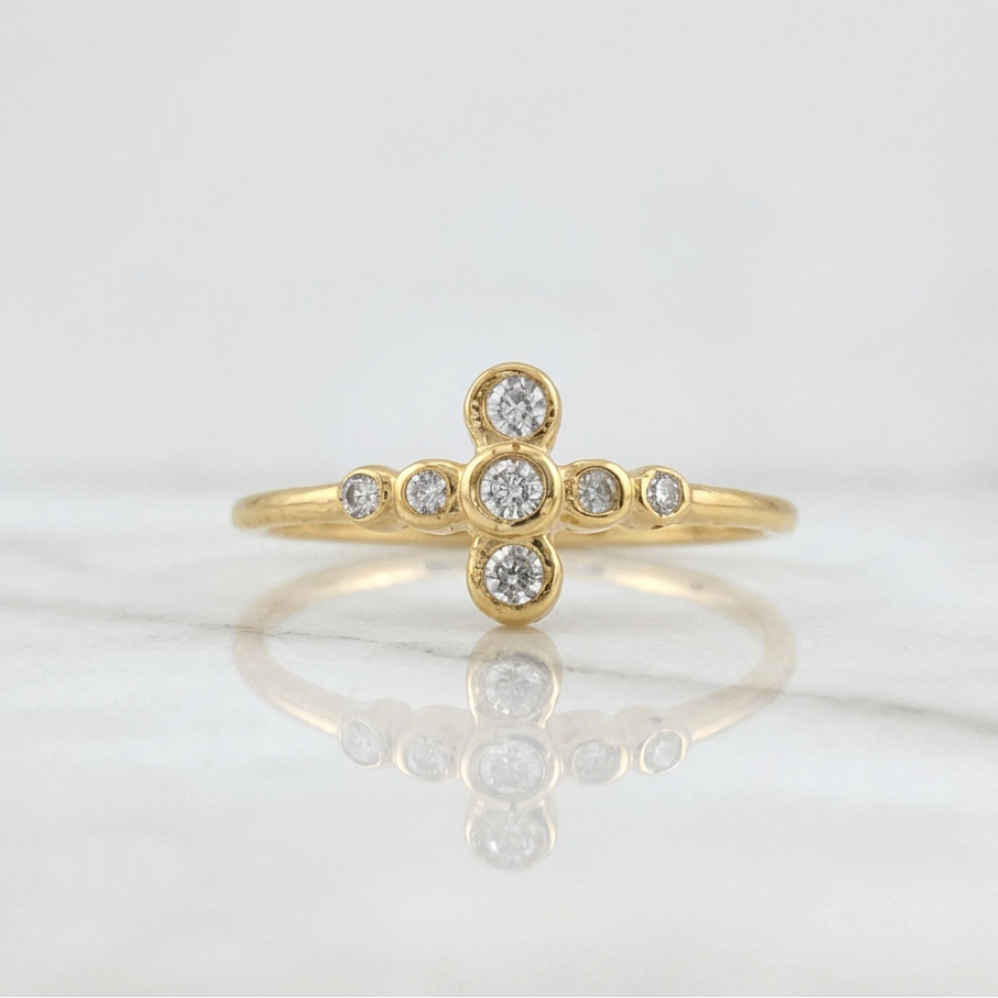 Cross Ring 1.95g / T8 Yellow Gold 18K