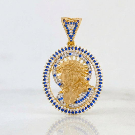 Pendant Christ Face 12.1g / 1 1/2 in Two Golds Yellow White 18K