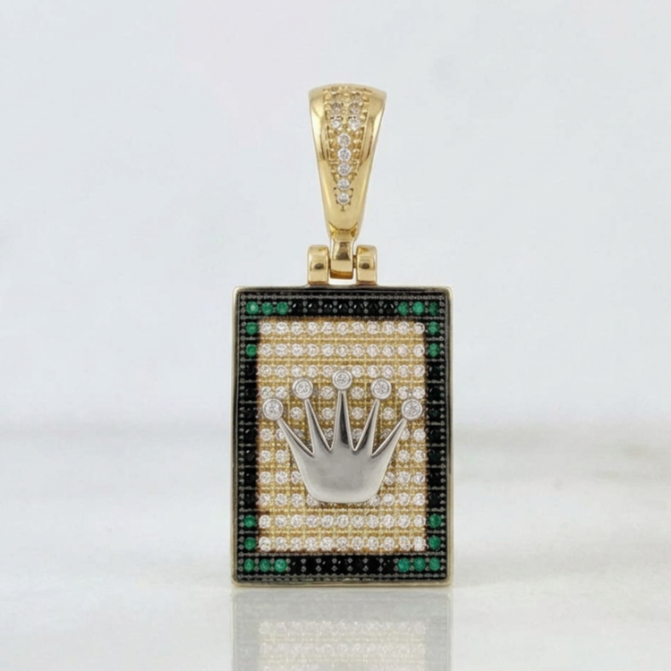 Dije Placa Corona 7.95 g / 1 1/2 in Tres Oros 18K