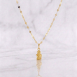 Set Cadena Flor Espejo + Dije Ángel de la Guarda / 1.25g / 18 in Oro Amarillo 18K