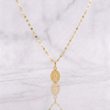 Set Cadena Flor Espejo + Dije Virgen Milagrosa / 1.3g / 18 in Oro Amarillo 18K