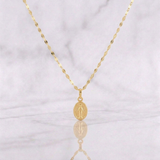 Set Cadena Flor Espejo + Dije Virgen Milagrosa / 1.25g / 18 in Oro Amarillo 18K