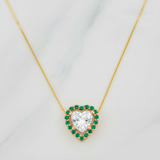 Venetian Chain Set + Heart Halo Moissanite Pendant 1 ct / 2.25g / 18 in Two Yellow Rose Gold 18K