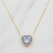 Venetian Chain Set + Moissanite Heart Halo Pendant 1 ct / 2.3g / 18 in Two-Tone Yellow Rose Gold 18K