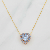 Venetian Chain Set + Moissanite Heart Halo Pendant 1 ct / 2.3g / 18 in Two-Tone Yellow Rose Gold 18K