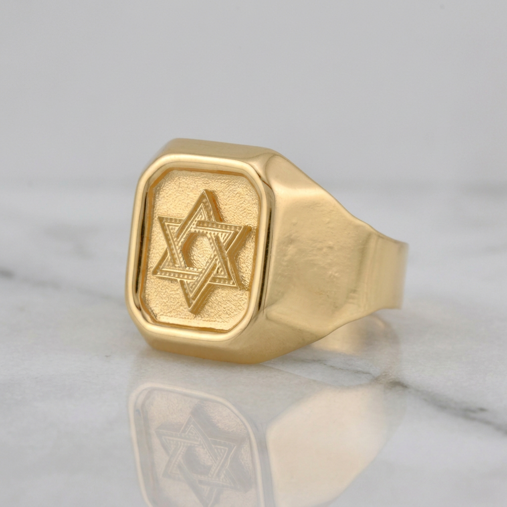 Anillo Estrella de David 3.5g / T10.25 Oro Amarillo 18K