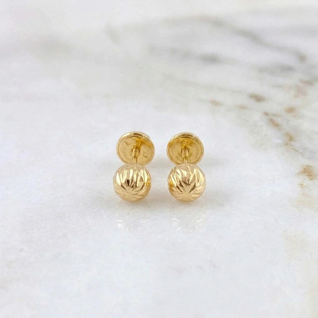 Diamond Cut Bead Stud Earrings 4mm 0.5g / in / 4mm Yellow Gold 18K
