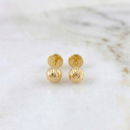 Diamond Cut Bead Stud Earrings 4mm 0.5g / in / 4mm Yellow Gold 18K
