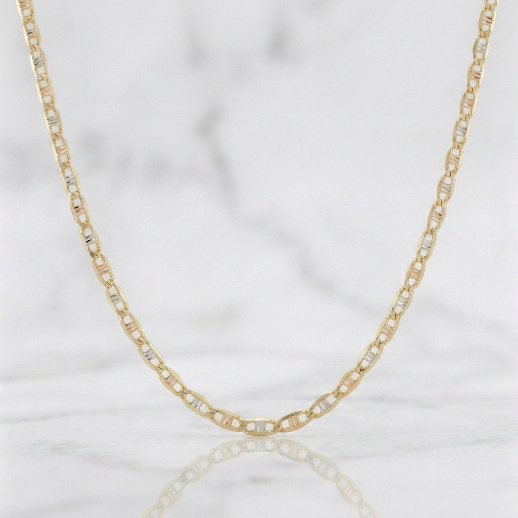 Flat Mariner Chain 1.15g / 16 in / 1.2mm Three Golds 18K