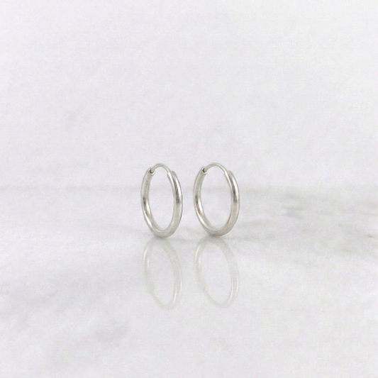 Hoop Earrings Smooth Hoop 0.4gr / 1/2 in / White Gold 18K