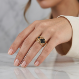Clover Ring 4.35gr / T5 3/4 / Two-Tone Black Yellow Gold 18K $