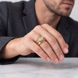 Jesus Face Ring 11.45gr / T9 3/4 / Two Yellow White 18K Golds ©