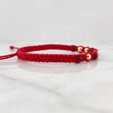 Red Bracelet 4mm 3 Pcs Polished Beads Neoprenes 18K Gold