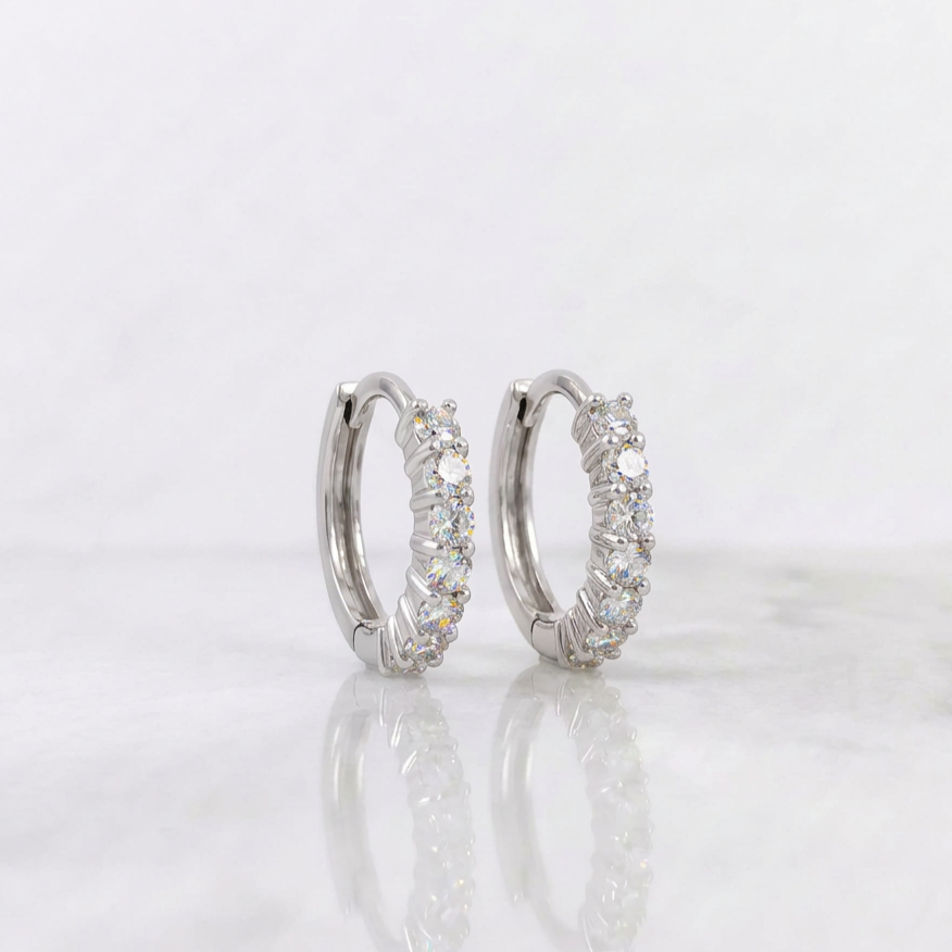 Hoop Earrings Carril Diamonds 34pts 1.7g / 1/2 in 18K White Gold