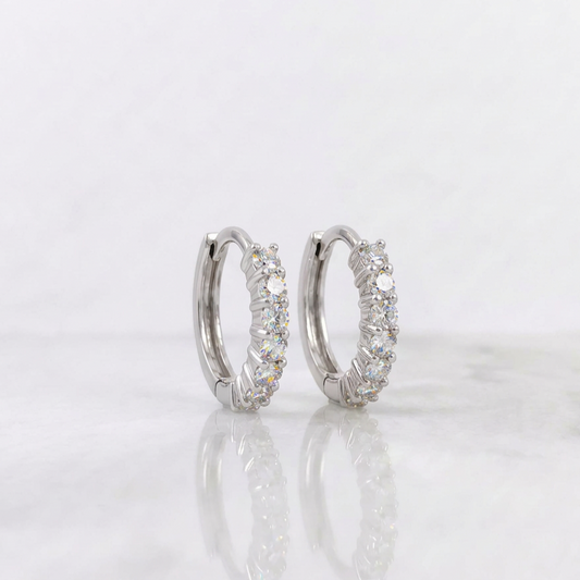 Hoop Earrings Carril Diamonds 34pts 1.7g / 1/2 in 18K White Gold