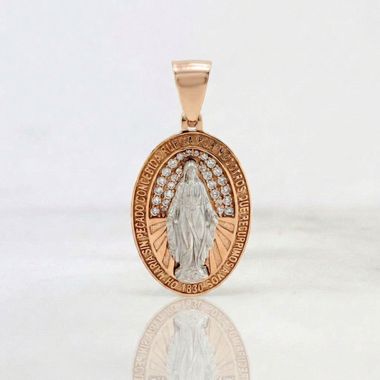 Miraculous Virgin Pendant 4.4gr / 1 1/4 in / Two-tone White Rose Gold 18K $