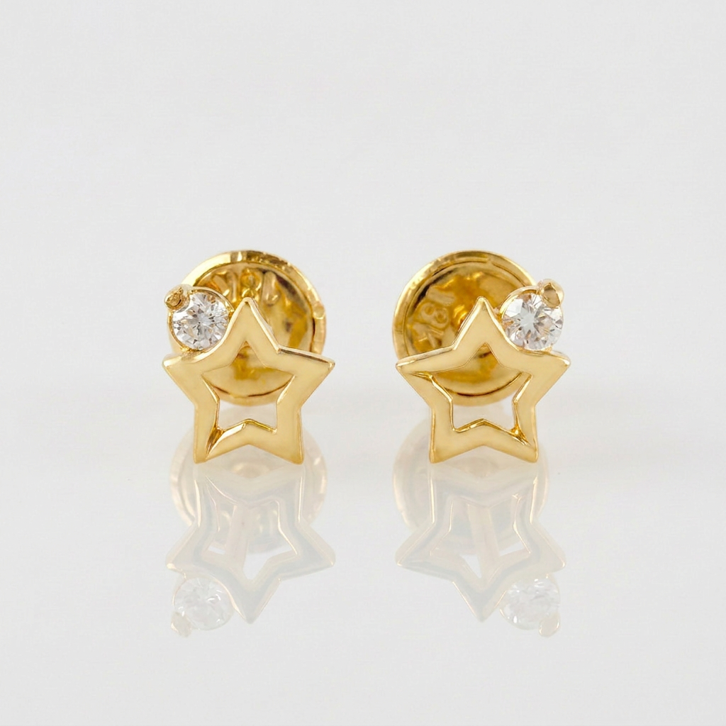 Topos Silueta Estrella 0.65gr / 6mm Oro Amarillo 18K