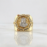 Jesus Face Ring 11.45gr / T9 3/4 / Two Yellow White 18K Golds ©