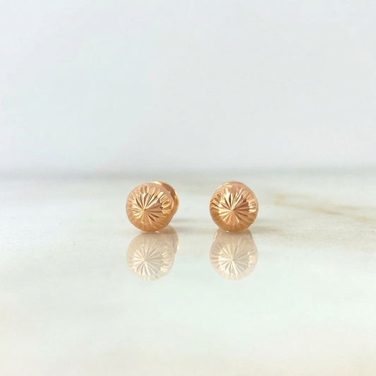 Diamond Cut Bead Stud Earrings 0.75g / in / 6mm 18K Rose Gold