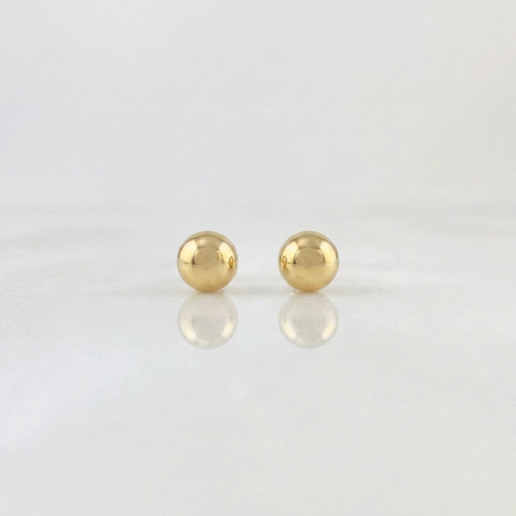 Plain Bead Stud Earrings 0.4 g / in / 3 mm Yellow Gold 18K