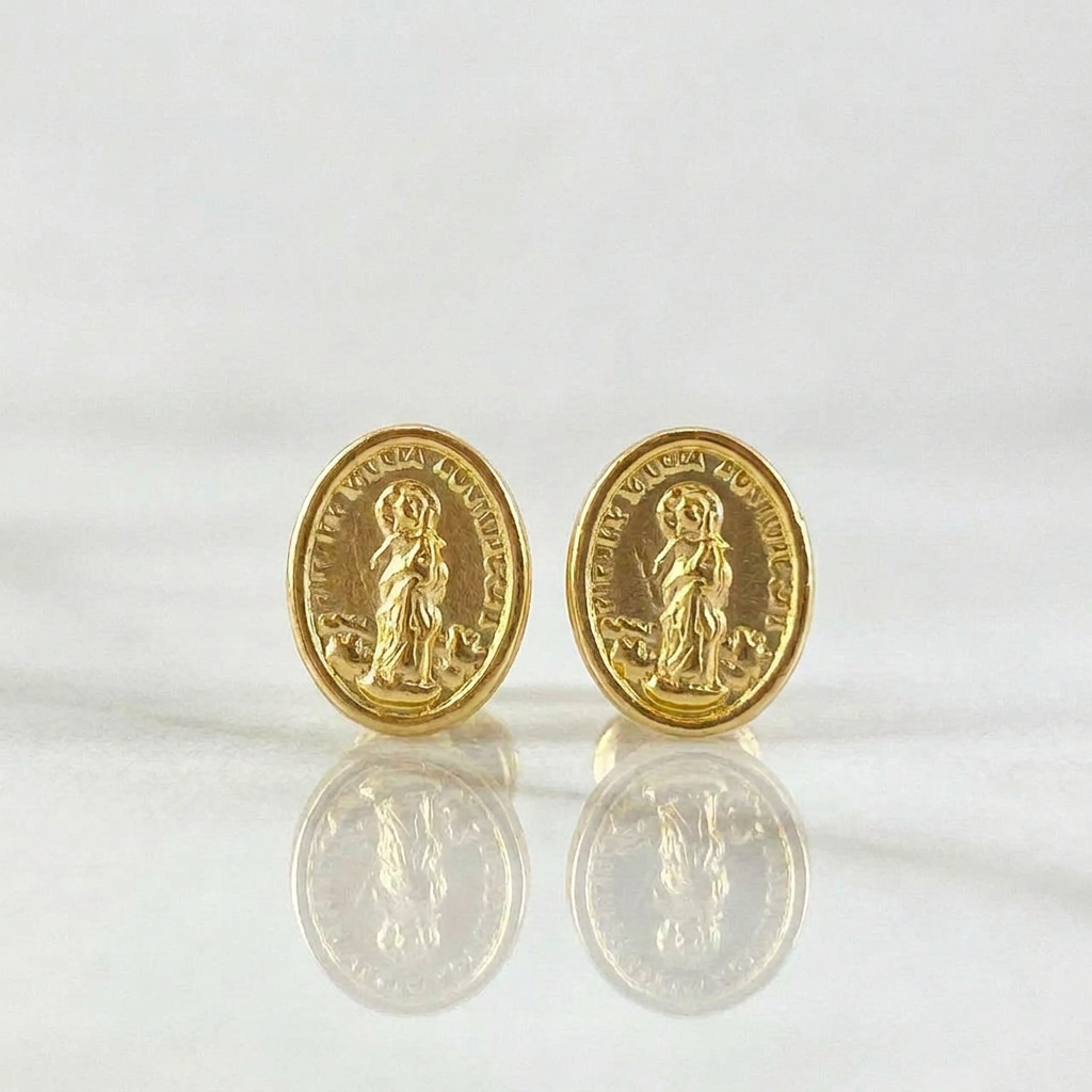 Topos Virgen Maria Auxiliadora 0.7 g / in / 7.8 mm Oro Amarillo 18K