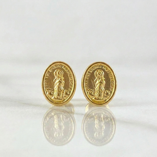 Stud Earrings Virgen Maria Auxiliadora 0.7 g / in / 7.8 mm Yellow Gold 18K